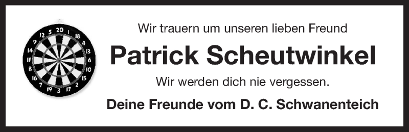  Traueranzeige für Patrick Scheutwinkel vom 29.12.2015 aus 