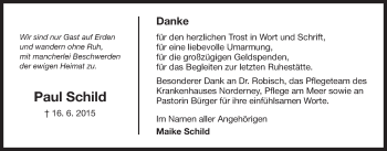 Traueranzeige von Paul Schild 