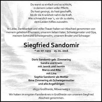 Traueranzeige von Siegfried Sandomir 