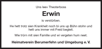 Traueranzeige von Erwin  Schmidt 