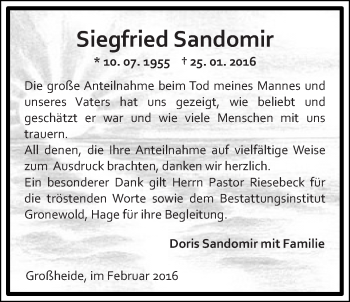 Traueranzeige von Siegfried Sandomir 