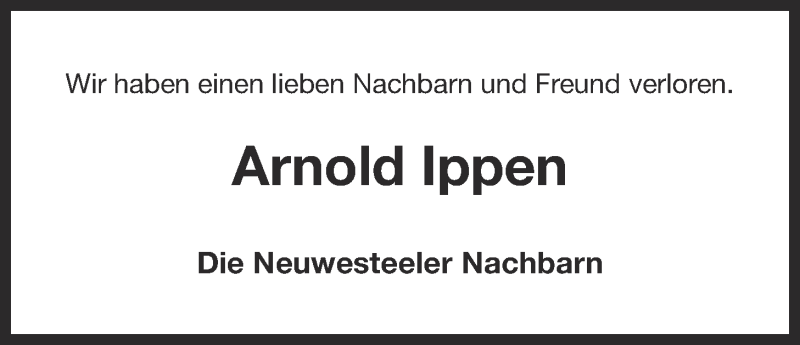  Traueranzeige für Arnold Ippen vom 15.03.2016 aus 