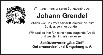 Traueranzeige von Johann Grendel 