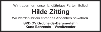 Traueranzeige von Hilde Zitting 