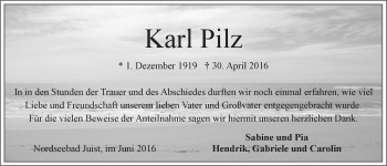 Traueranzeige von Karl Pilz 