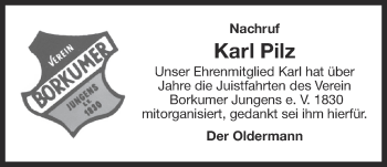 Traueranzeige von Karl Pilz 