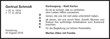 Traueranzeige von Gertrud Schmidt 