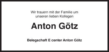 Traueranzeige von Anton Götz 