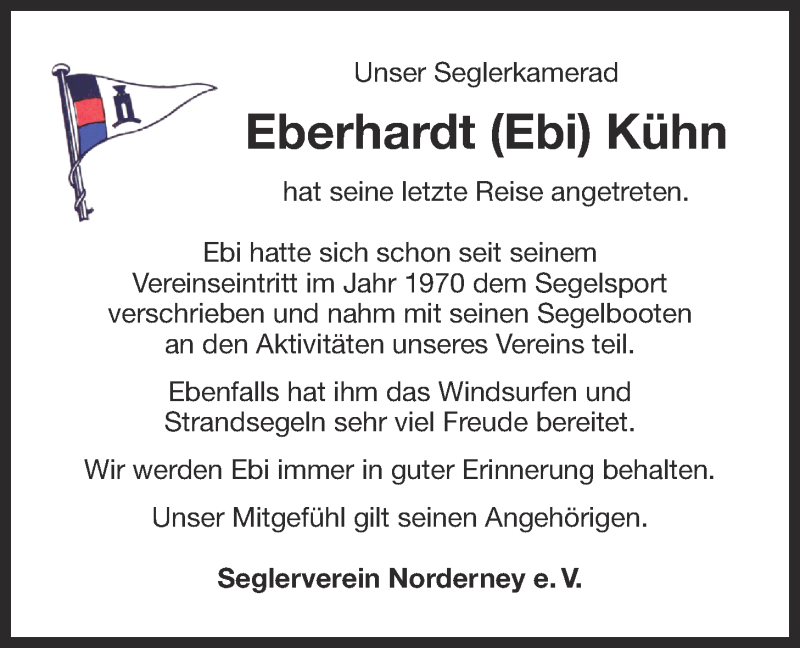  Traueranzeige für Eberhardt  Kühn vom 07.01.2017 aus 
