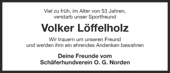 Traueranzeige von Volker Löffelholz 