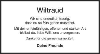 Traueranzeige von Wiltraud  