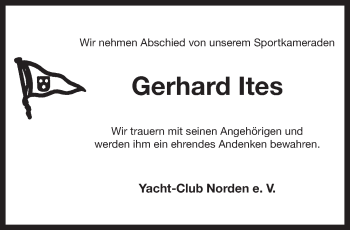 Traueranzeige von Gerhard Ites 