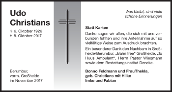 Traueranzeige von Udo Christians 