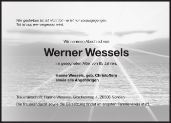 Traueranzeige von Werner Wessels 