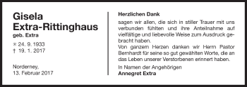 Traueranzeige von Gisela Extra-Rittinghaus 