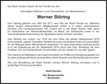 Traueranzeige von Werner Störing 
