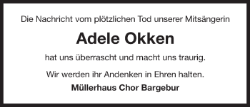 Traueranzeige von Adele Okken 