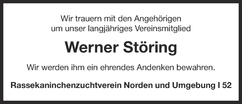  Traueranzeige für Werner Störing vom 08.02.2017 aus 