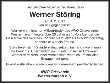 Traueranzeige von Werner Störing 