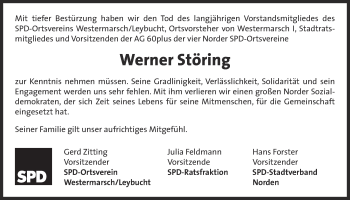Traueranzeige von Werner Störing 