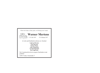 Traueranzeige von Werner Mertens 