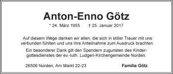 Traueranzeige von Anton-Enno Götz 