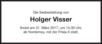 Traueranzeige von Holger Visser 