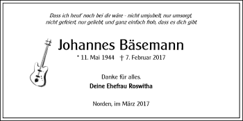 Traueranzeige von Johannes  Bäsemann 
