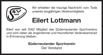 Traueranzeige von Eilert Lottmann 