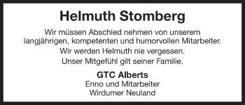 Traueranzeige von Helmuth Stomberg 