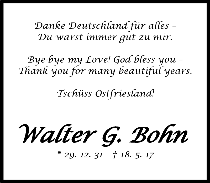  Traueranzeige für Johannes Blum vom 19.07.2013 aus Ostfriesischer Kurier