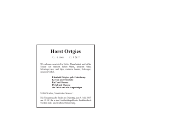 Traueranzeige von Horst Ortgies 