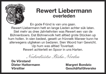Traueranzeige von Rewert Liebermann 