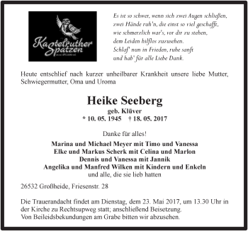 Traueranzeige von Margareta Emma Itzenga von Ostfriesischer Kurier