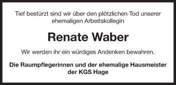 Traueranzeige von Renate Waber 