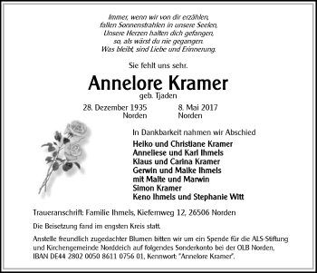 Traueranzeige von Annelore Kramer 