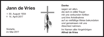 Traueranzeige von Rewenda  Noormann von Ostfriesischer Kurier