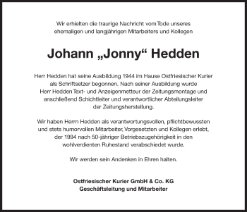 Traueranzeige von Adolf Eilts von Ostfriesischer Kurier