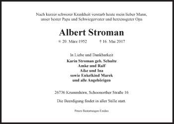 Traueranzeige von Winfried Kunert von Ostfriesischer Kurier