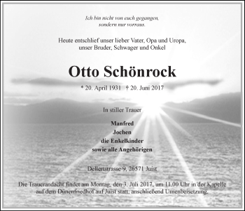 Traueranzeige von Otto Schönrock 