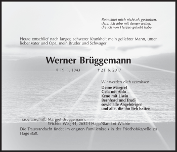 Traueranzeige von Werner Brüggemann 