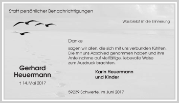 Traueranzeige von Gerhard Heuermann 