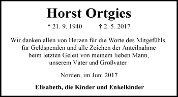 Traueranzeige von Horst Ortgies 