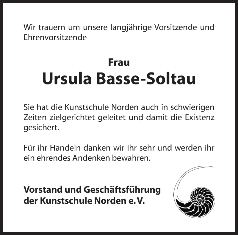  Traueranzeige für Ursula Basse-Soltau vom 28.06.0201 aus 