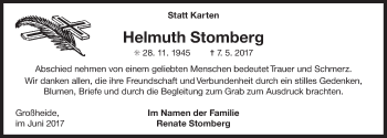 Traueranzeige von Helmuth Stomberg 