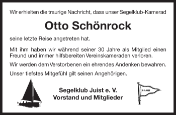 Traueranzeige von Otto Schönrock 