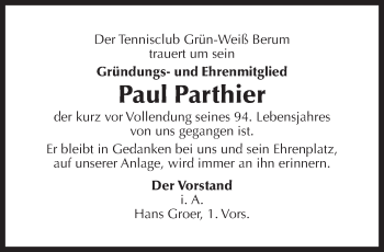 Traueranzeige von Paul Parthier 