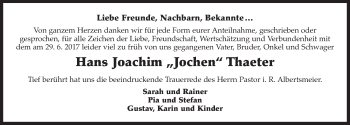 Traueranzeige von Hans Joachim Thaeter 