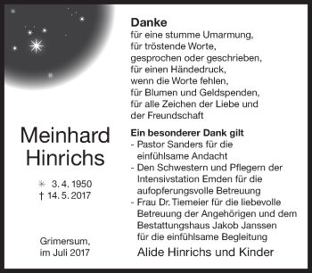 Traueranzeige von Meinhard Hinrichs 