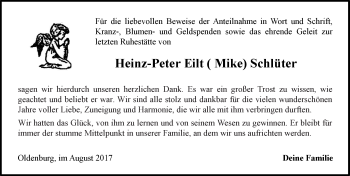 Traueranzeige von Heinz-Peter Eilt Schlüter 